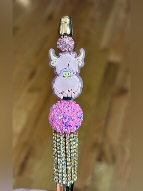 NIP Pink Highland Cow Pen with Gold